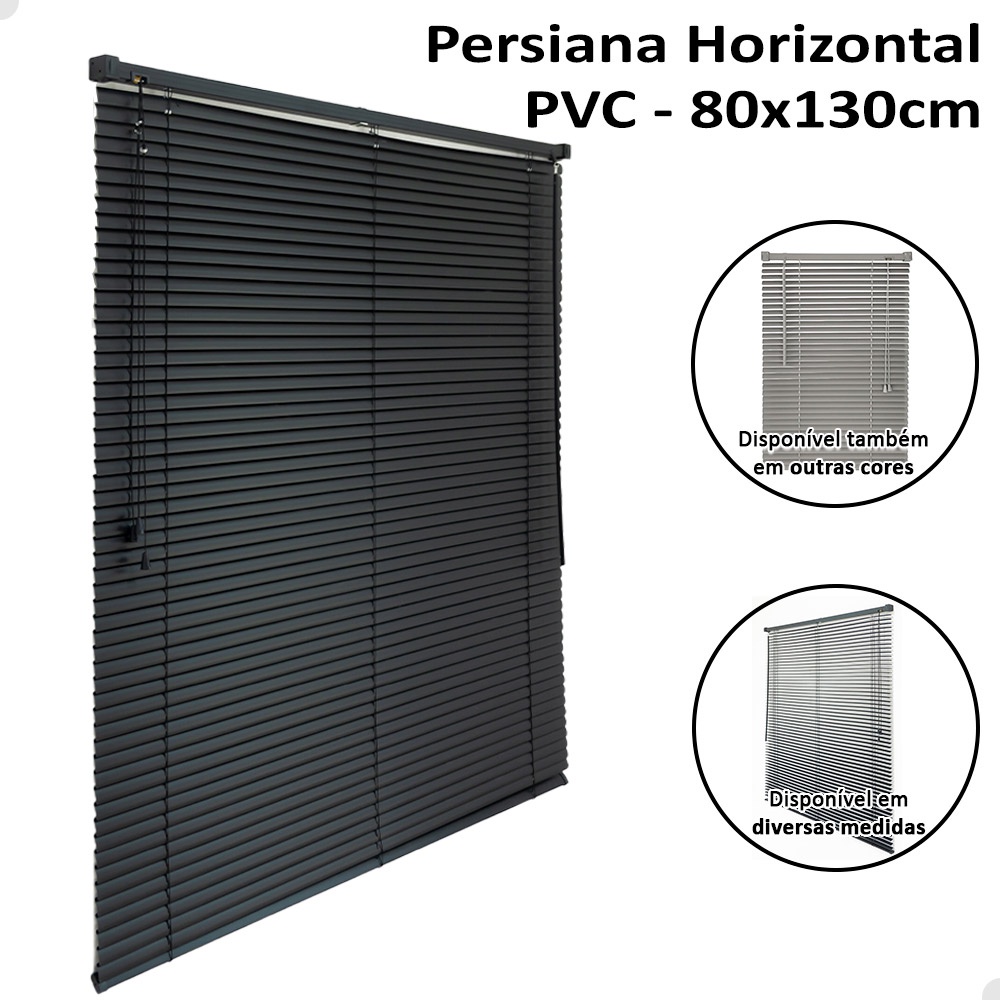 Persiana Horizontal 80x130cm PVC 25mm Cortina Sala Quarto