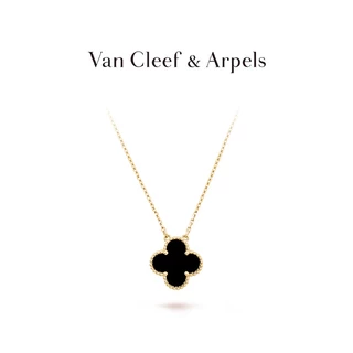 Estoque Pronto [Com Caixa] Van Cleef & Arpels / Vca Alhambra Four Leaf Lucky Series Colar de Ágata Dourada K Amarelo Clavicle Chain Gift