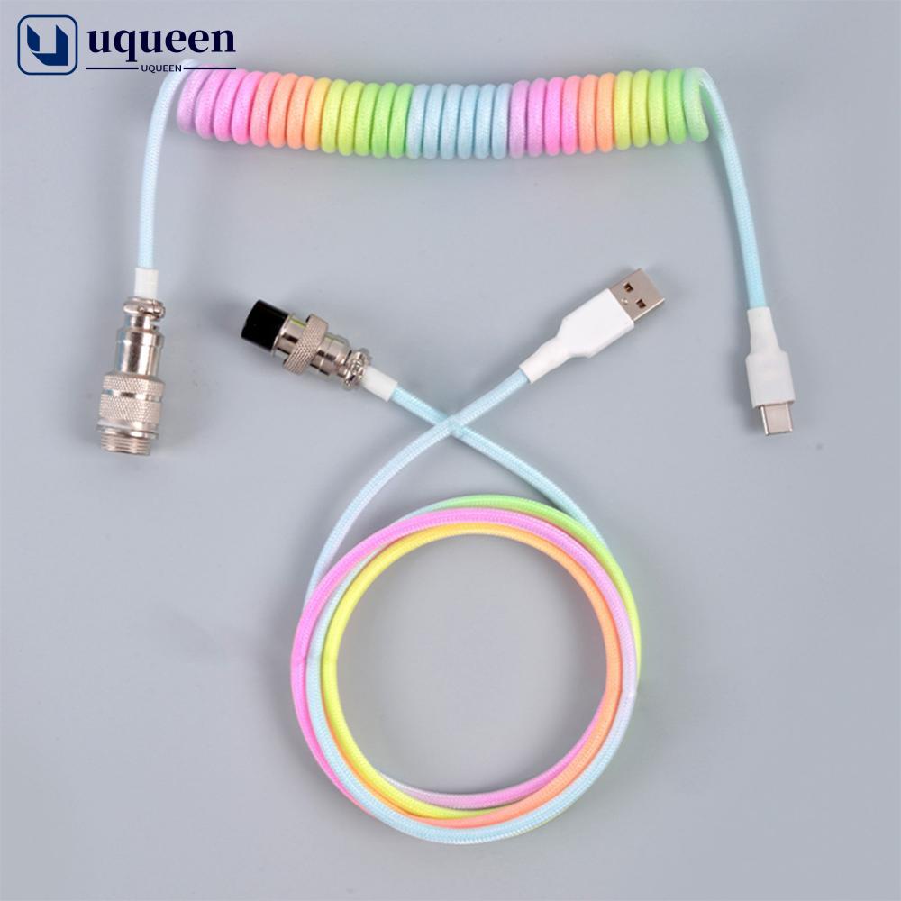 UQUEEN 3M Tipo C Teclado Mecânico Cabo Enrolado USB Computador De Mesa Conector De Aviação M2N4