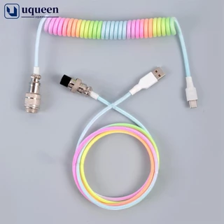 UQUEEN 3M Tipo C Teclado Mecânico Cabo Enrolado USB Computador De Mesa Conector De Aviação M2N4