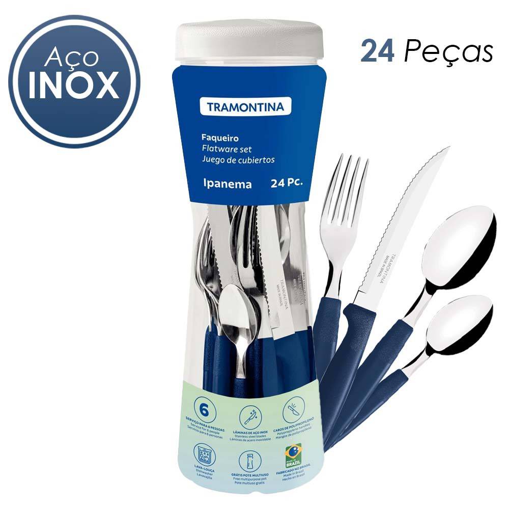 Conjunto de Garfos de Mesa Tramontina Ipanema com Lâminas em Aço Inox e  Cabos de Polipropileno Preto 12 Peças de Qualidade em Promoção