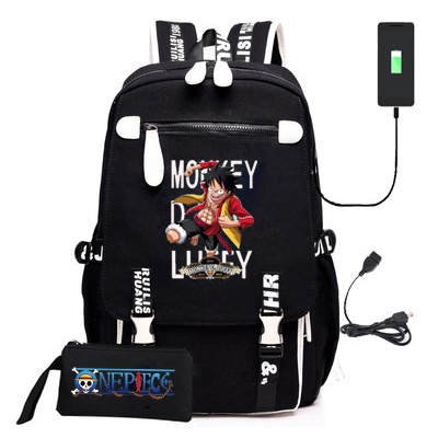 One Piece Luffy Anime mochila grande capacidade USB carregamento Unisex