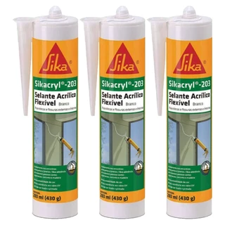3 Selante Para Trincas Em Paredes Sikacryl 203 Branco 280ml