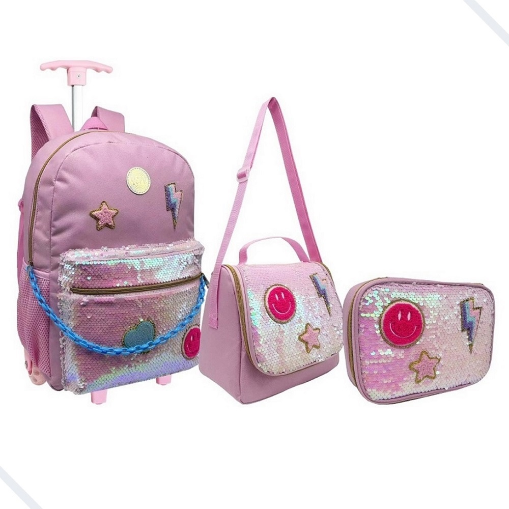 Kit Escolar Premium com Mochila Infantil de Rodinhas com Lancheira