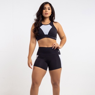 Conjunto Fitness Top Nadador e Short Academia Sem Transparencia Viére
