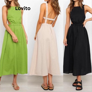 Lovito Vestido Sexy Liso Sem Costas Para Mulheres LNE41144