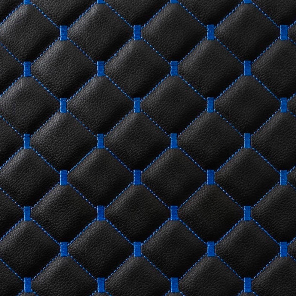 Courvin Automotivo Diamante Preto Com Costura Azul 1Mt X 1,38Mt