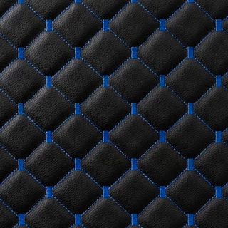 Courvin Automotivo Diamante Preto Com Costura Azul 1Mt X 1,38Mt