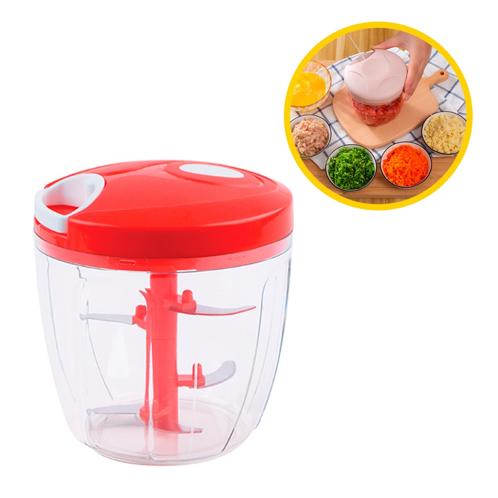 Mini Processador Manual De Alimentos Grande 5 Lâminas Inox 900ml - Promoção!