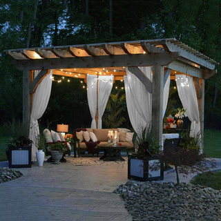 Cortina P/ Pergolado Voil 12 Folhas 2m X 2,5m Área De Lazer