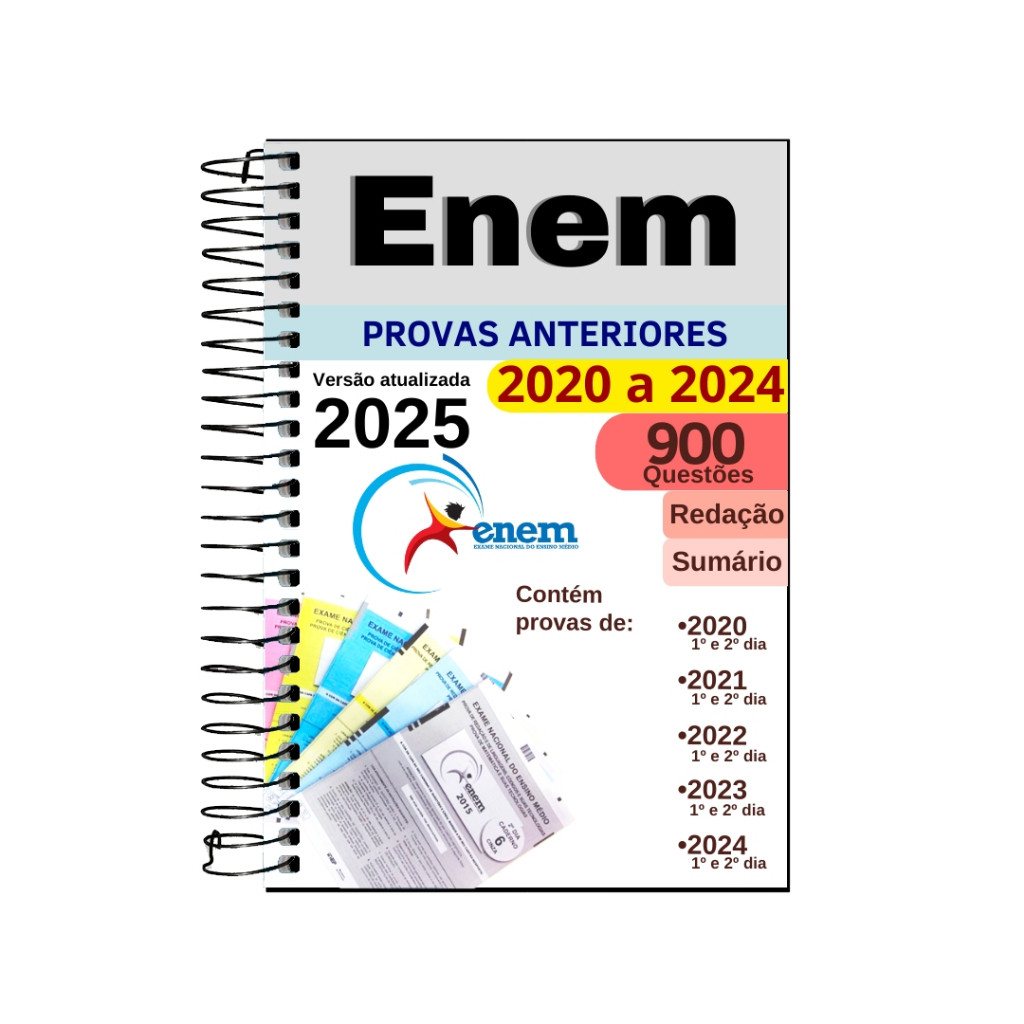 Apostila Enem 2025 Caderno com 5 anos de provas 900 Questões | Shopee ...