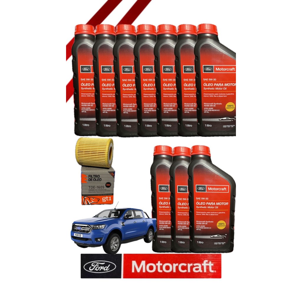 KIT 10 OLEO MOTORCRAFT 5w30 + FILTRO DE OLEO (RANGER 2012->) | Shopee ...