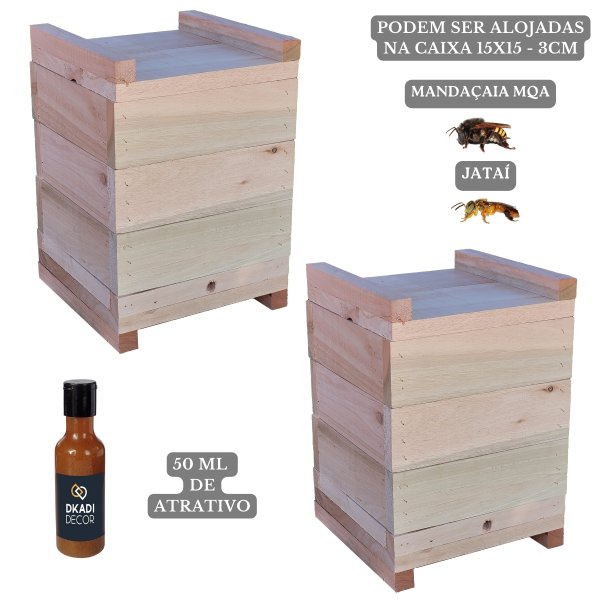 2 Caixas Inpa Abelhas Mandaçaia 15x15 + Atrativo 50 ML | Shopee Brasil