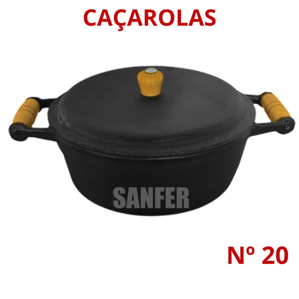 Panela De Ferro Caçarola de Ferro Fundido com Tampa de Ferro Fundido Nº 20