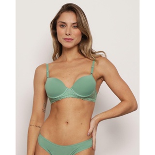Sutiã Feminino Base com Bojo e Renda Verde