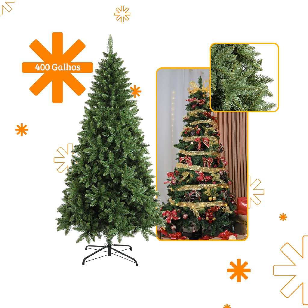 Arvore de Natal Pinheiro Tradicional 1,5m 1,8m 2,1m 400 800 1000 Galhos Cheia Verde Decoração Natalina Ajustável Hastes Flexíveis