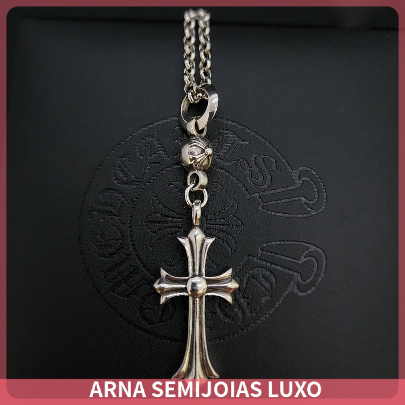 Colar Masculina E Feminina/Colar Chrome Hearts Com Cruz Pingente Banhado A Prata Estilo Punk Acessórios Presente X0101