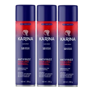Karina Hair Spray Fixação Normal Kit 3 unidades de 400ml