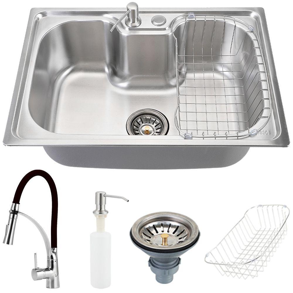 Cuba para cozinha com acessórios carajás e Torneira misturador monocomando gourmet preta Solimoes Pingoo
