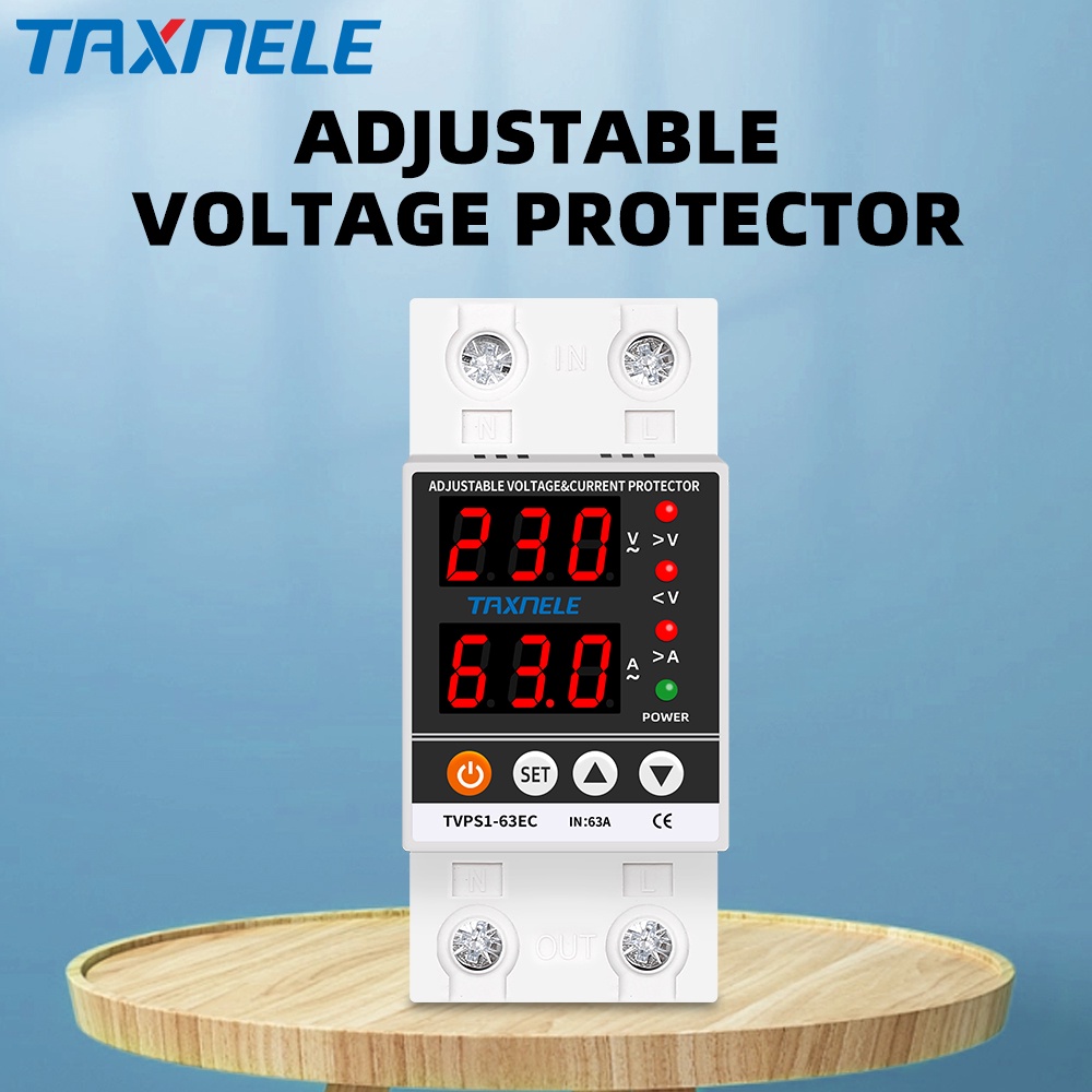 Display Duplo 40A 63A 230V Din Rail digital Ajustável Sobretensão Limite De Proteção Contra Surtos De Relé De Sobrecorrente