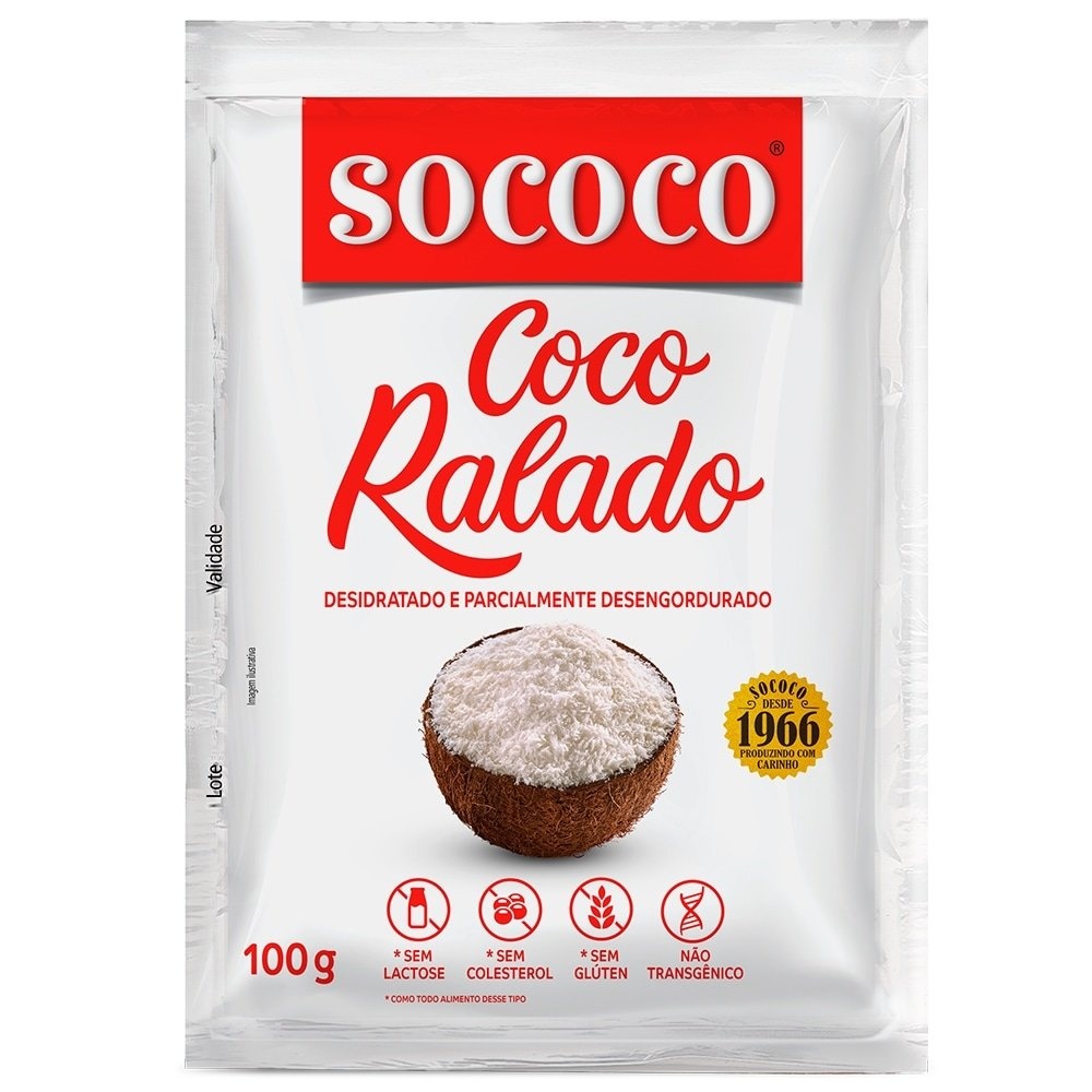 Coco Sococo Ralado Puro 100g Embalagem com 24 Unidades | Shopee Brasil