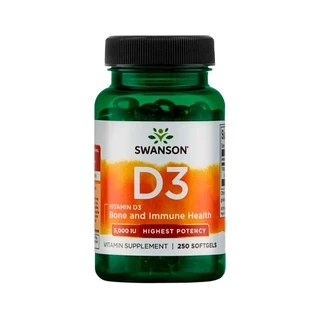 Suplemento Vitamina D3 5000 UI Swanson 250 Softgels