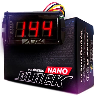 Voltímetro Nano Black AJK 12/24V Medidor Led Som Automotivo