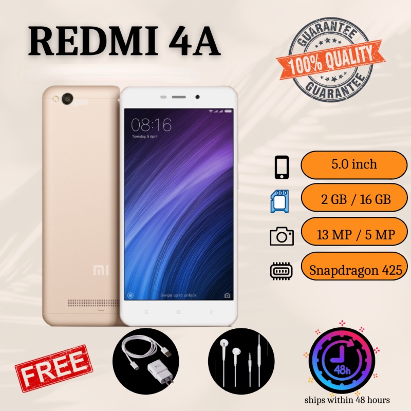 Xiaomi Redmi 4A Quad Core 2GB + 16GB Smartphone Telefone De Espera Durável De 5 Polegadas