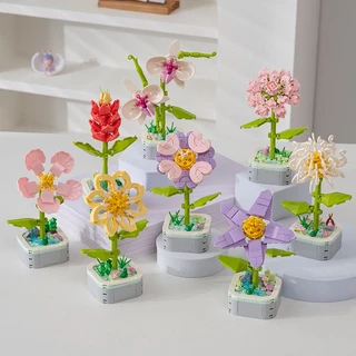 Compatível Com Pequenos Blocos De Construção De Partículas , bouquets De Rosas , Decorações Criativas Em Vasos Para Crianças Masculinas E Femininas