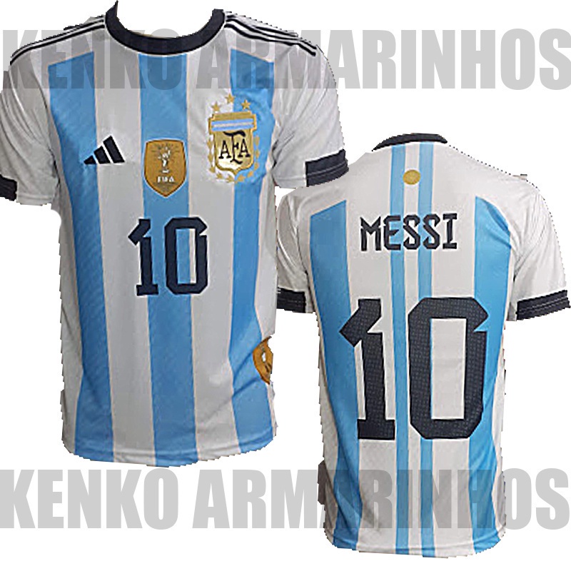 Camisa argentina 2023 Copa com 3 estrelas copa do mundo Messi 10 22/23