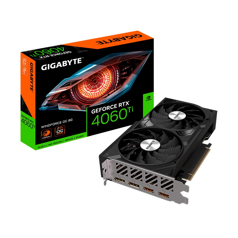 Placa de Vídeo Gigabyte GeForce RTX 4060 Ti Windforce OC 8G GDDR6 128 bits - GV-N406TWF2OC-8GD