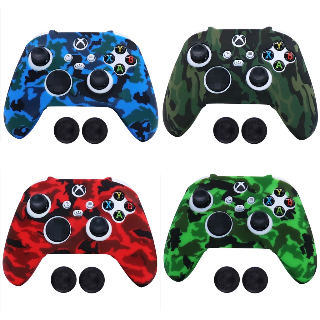 Capa Protetora Silicone Controle Xbox Serie S X Camuflada + Par Grip
