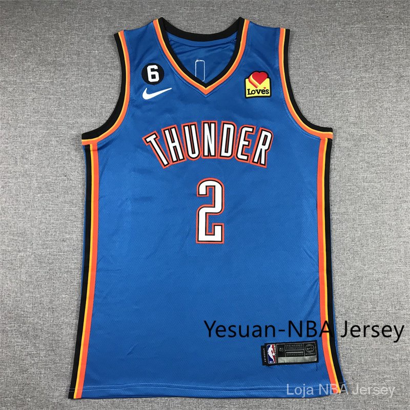 Camisa Masculino Oklahoma City Thunder Shai Gilgeous-Alexander De Basquetebol Azul nba Jersey