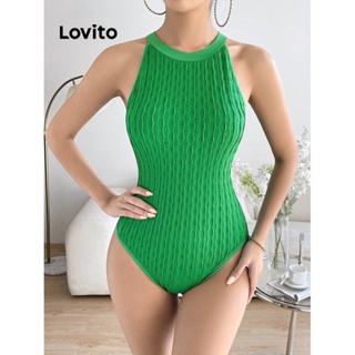 Lovito Body Básico Liso Casual Para Mulheres LBL06061 (Verde)