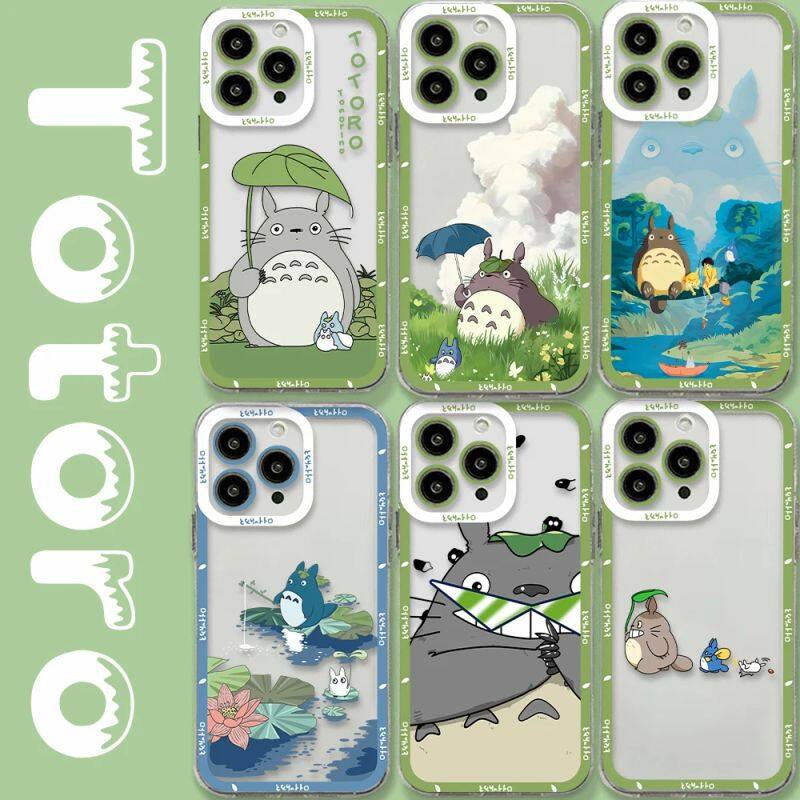 Capa Spirited Away Cute Totoro Para Realme C53 C55 C35 C33 C30 C11 2021 C20 C12 C15 C21Y C25Y C21 Olhos De Anjo Proteção Da Lente Quadrada Transparente Silicone À Prova De Choque
