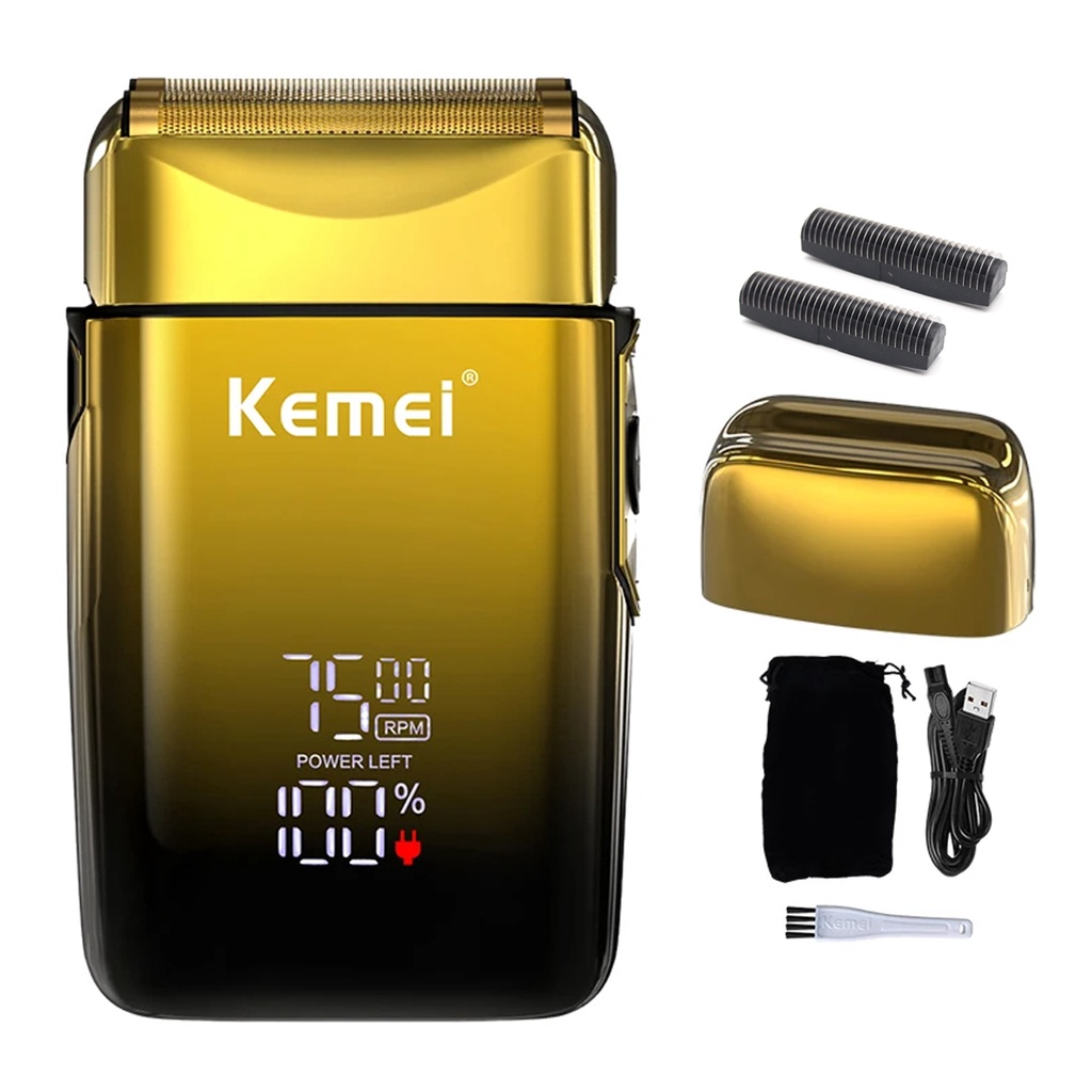 Kemei-KM-TX10 Máquina De Barbear Profissional Para Homens Lâminas De Lâmina Dupla Destacáveis USB De Carregamento Rápido LED Display Cortador De Cabelo