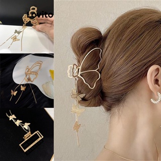 Lovito Grampos De Cabelo Com Franja De Metal Borboleta Casual Para Mulheres LFA11322