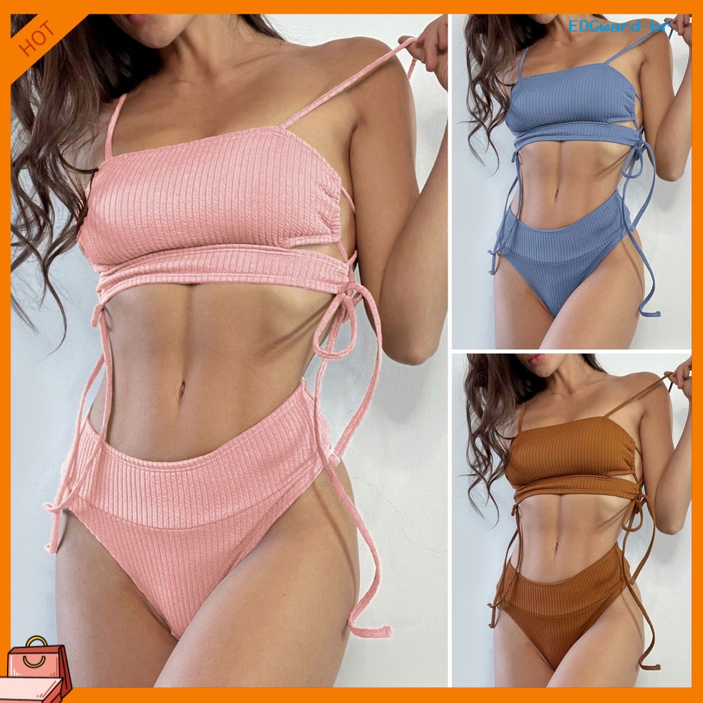  Swimsuit Waist Fashion Women's Bikini Split Sexy Tie