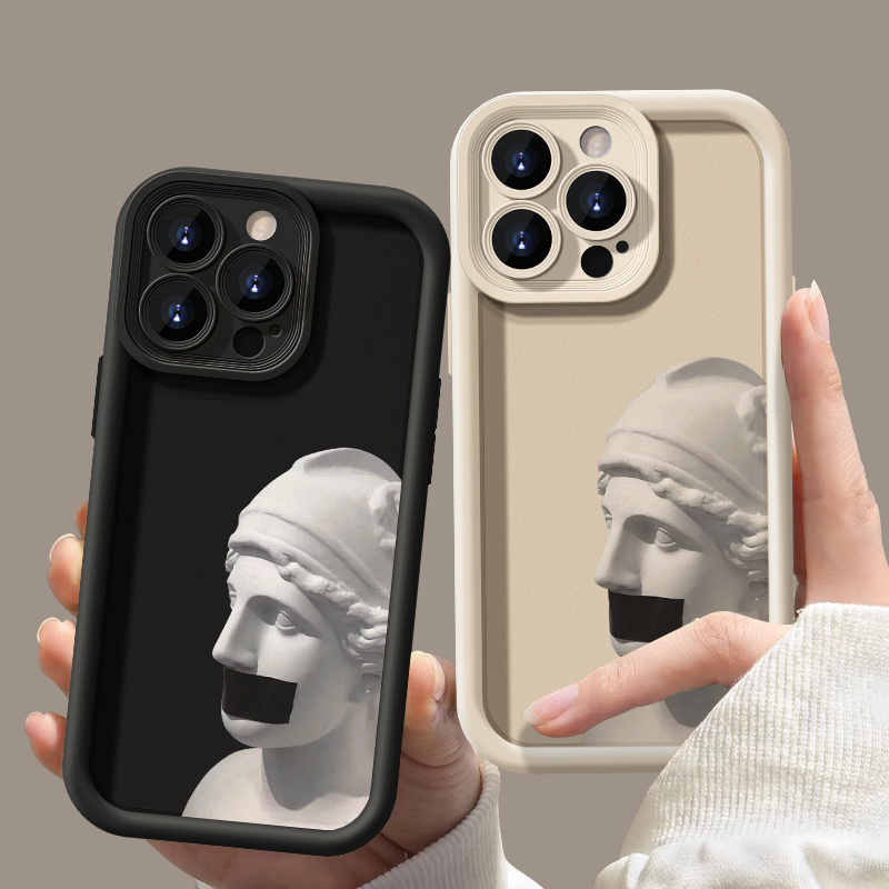Retro Arte Criativa Escultura Moda Estojo Espessado Para IPhone 11 12 13 14 15 Pro Max 7 8 Plus XR XS De Silicone Macio De Proteção Total Anti-Choque