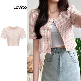 Lovito Jaqueta Casual Com Pérolas Lisas E Botões Frontais De Tweed Para Mulheres L68ED075 (damasco/rosa) em Promoção na Shopee Lovito Jaqueta Casual Com Pérolas Lisas E Botões Frontais De Tweed Para Mulheres L68ED075 (damasco/rosa)