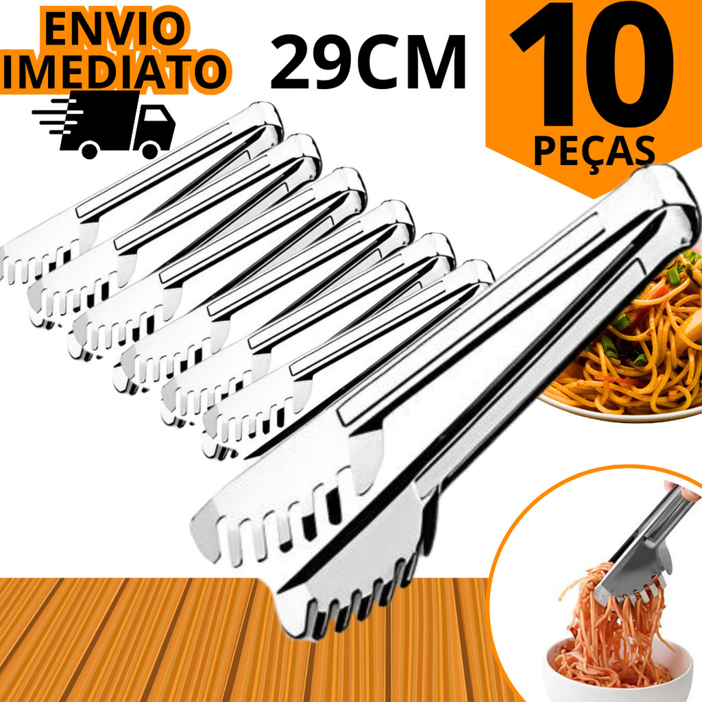 Kit 10 Pegador De Macarrão Massas Grande Em Inox 29cm Universal Salada ...