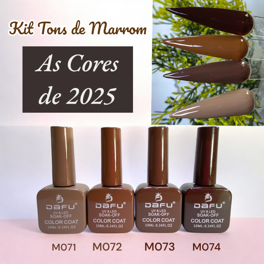 Kit 4 Esmaltes em Gel Tons de Marrom - Dafu - Perfeita Cobertura - 10ml ...