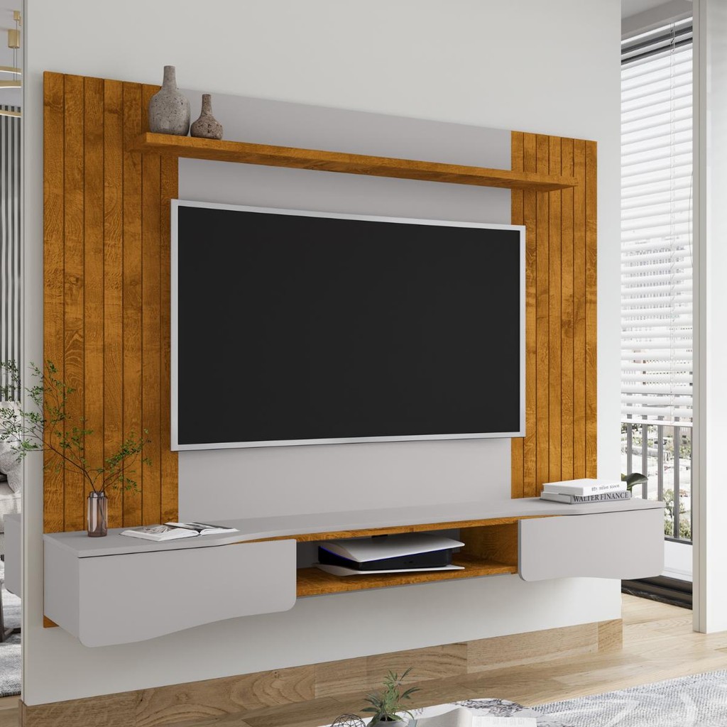 Painel TV 65 Polegadas Litoral Naturalle Off-White | Shopee Brasil