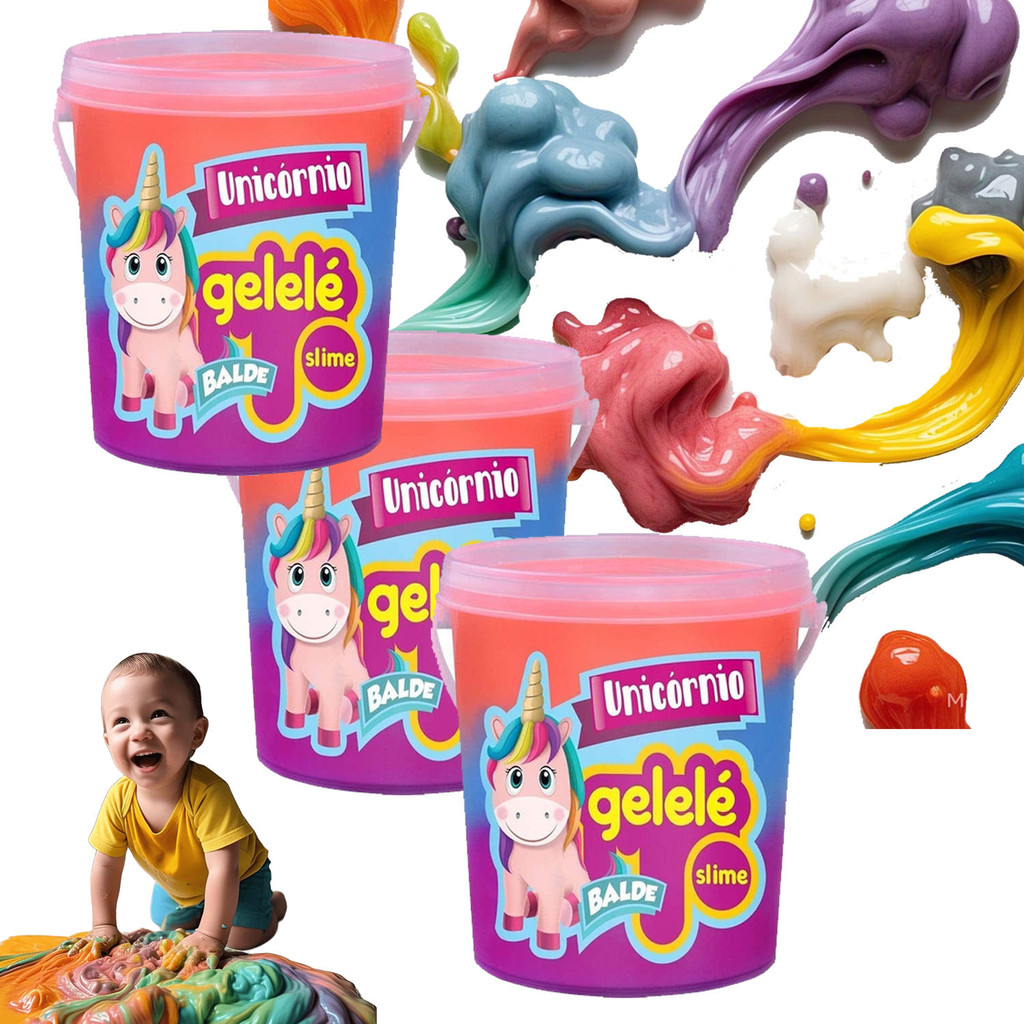 Kit Slime Gelele 3 Potes Unicórnio 3 Cores 152g Original | Shopee Brasil