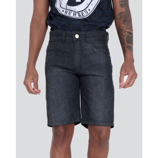 Bermuda Jeans Masculina Reta Preta