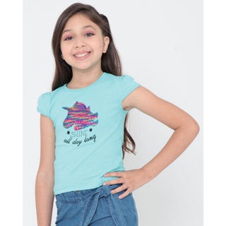 Blusa Infantil Paetês Unicórnio Verde Claro
