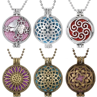 Colar De Aromaterapia Colares Retro Lockets Pingente Vintage Aberto Difusor De Óleo Essencial Perfume Aroma