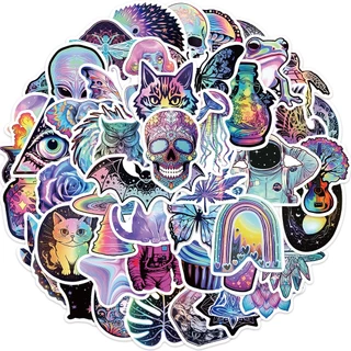 50PCS Fantasia De Desenho Animado Colorida Misteriosa Grafite À Prova D'água Autocolantes Para Capacete De Bicicleta Decalques De Lápis LanLanStickersWorld