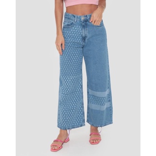 Calça Jeans Pantacourt Feminina Puídos Azul Claro