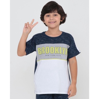 Camiseta Infantil Flamê Estampa Brooklyn Azul Marinho